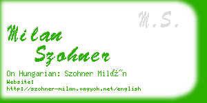 milan szohner business card